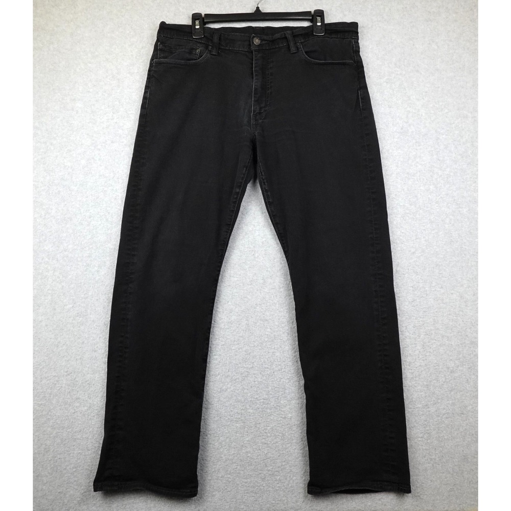 Levis 504 Regular Straight Black Denim Jeans Men's Size 36x32 Distressed